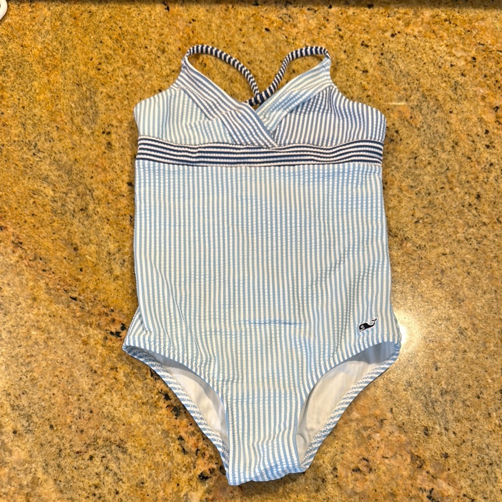 Vineyard Vines 4T Striped Blue and White Kids Swimsuit